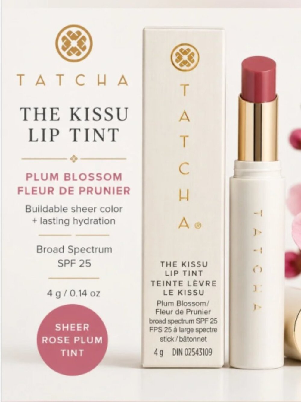 MSRP $34 | Tatcha The Kissu Lip Tint SPF 25 Plum Blossom NIB